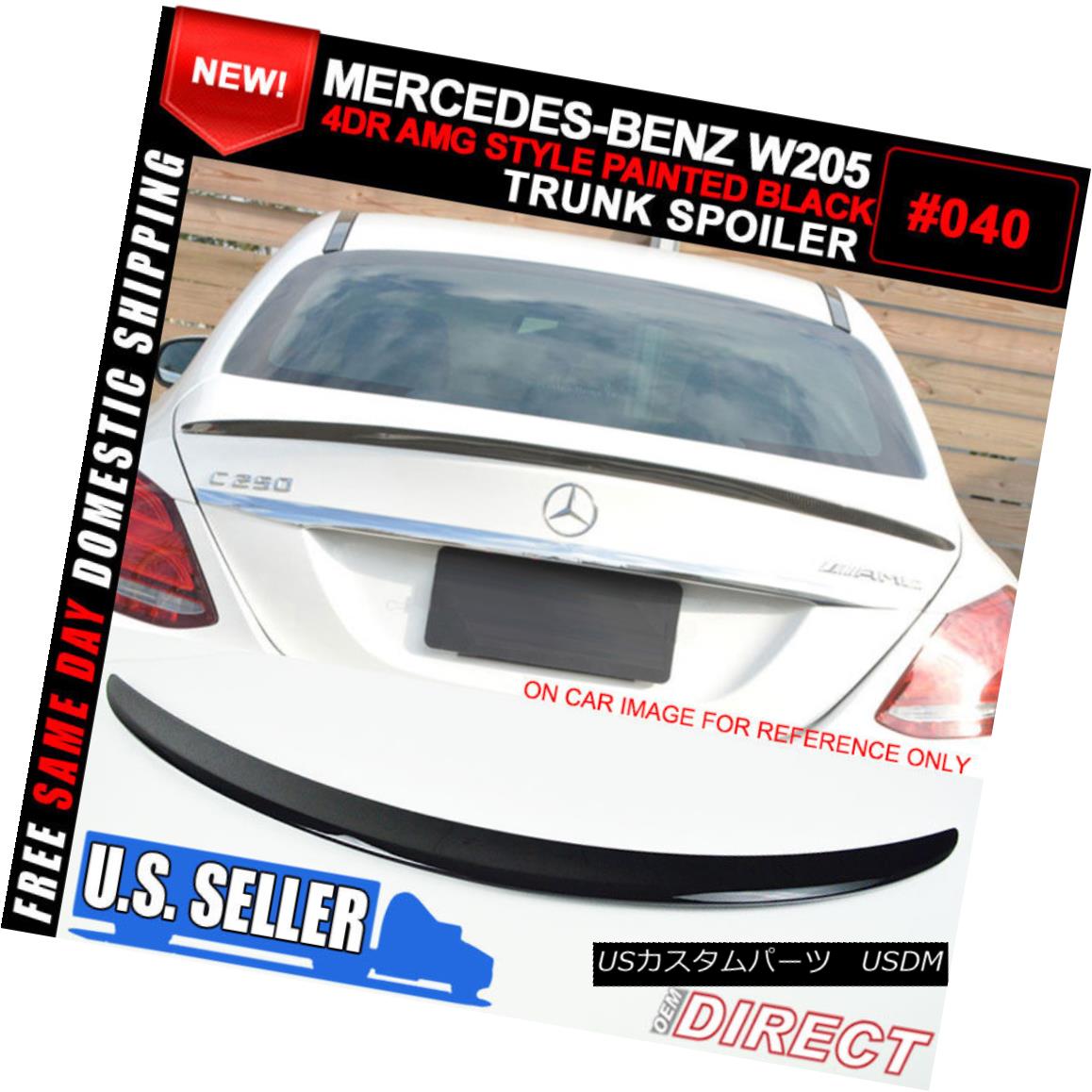 エアロパーツ 15-18 W205 4Dr AMG Style ABS PlaSTIc Trunk Spoiler Painted Black # 040 15-18 W205 4Dr AMGスタイルABS PlaSTIcトランク・スポイラー・ペイント・ブラック＃040