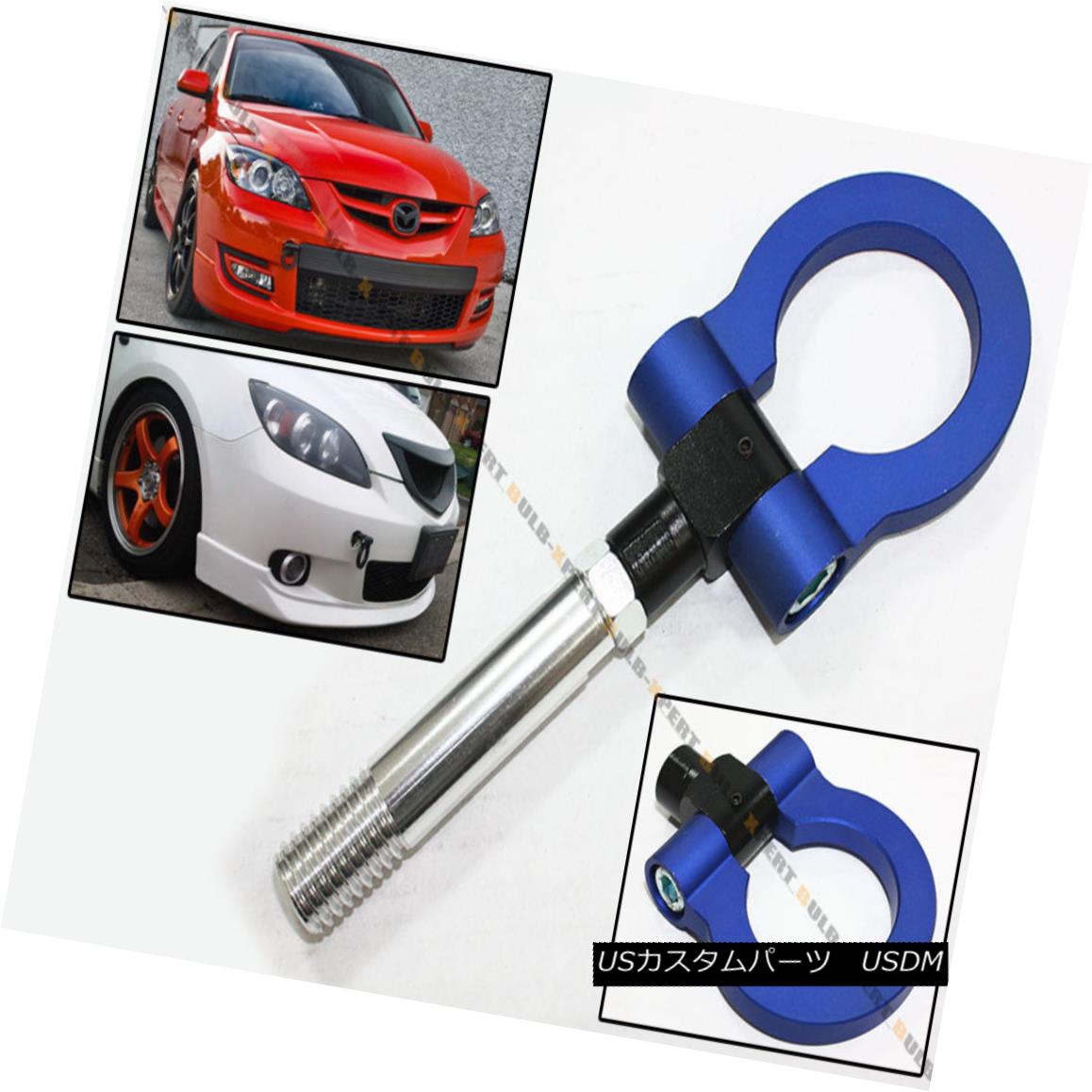 エアロパーツ BLUE JDM FOLDING SCREW ON TYPE FRONT/REAR TOW HOOK FOR MAZDA CX5 RX8 MAZDASPEED MAZDA CX5 RX8 MAZDASPEEDのフロント/リアタワーフックにブルーJDM折りたたみネジ