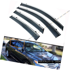 エアロパーツ FOR 2008-2016 TOYOTA VENZA CLIP ON SMOKE TINTED SIDE WINDOW VISOR W/ CHROME TRIM 2008年?2016年トヨタ・ベンザ・クリームオン・チーク・サイドウインドウ・ビューアW /クロム・トリム