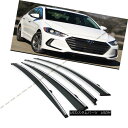 エアロパーツ SMOKE TINTED WINDOW VISOR W/ CHROME TRIM & CLIPS FOR 17-18 HYUNDAI ELANTRA SEDAN チョコレートトリム&チョコレートチョコレートウインドービューアW /クロムトリム& 17-18現代エレナセダンのためのクリップ