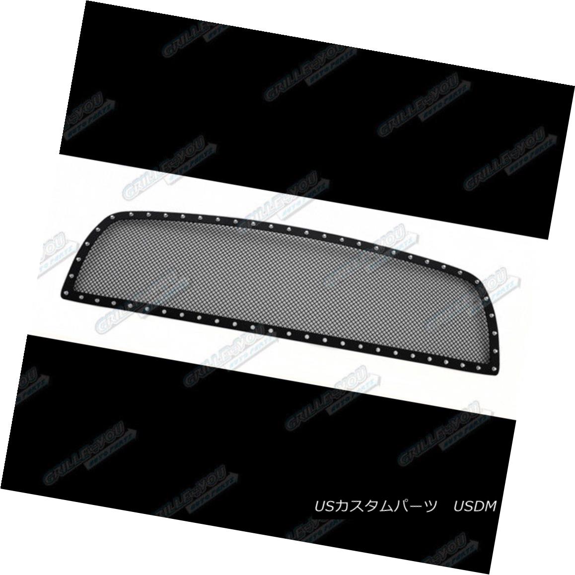 グリル Fits 2009-2012 Dodge Ram 1500 Upper Black Rivet Studs Grille Inserts フィット2009-2012ダッジラム1500アッパーブラックリベットスタッズグリルインサート