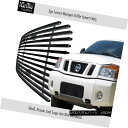 グリル Fits 2004-2015 Nissan Titan/04-07 Armada Bumper Black Stainless Billet Grille フィット2004年?2015日産タイタン/ 04-07アルマダバンパー黒ステンレスビレットグリル