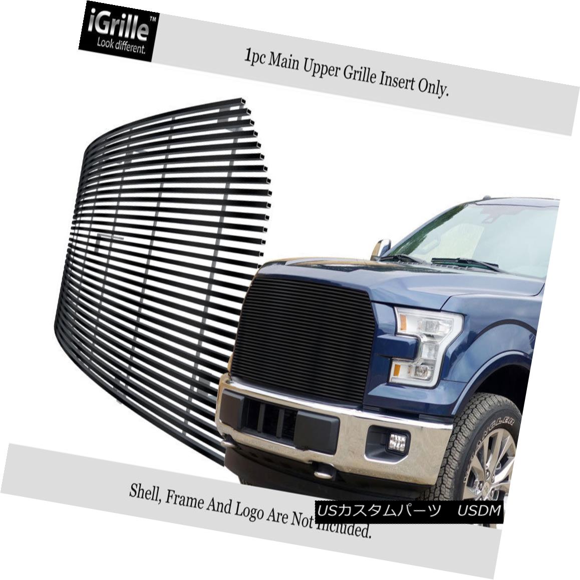 グリル Fits 2015-2017 Ford F-150 Stainless Steel Replacement Black Billet Grille Insert フィット2015-2017フォードF-150ステンレススチール交換ブラックビレットグリルインサート