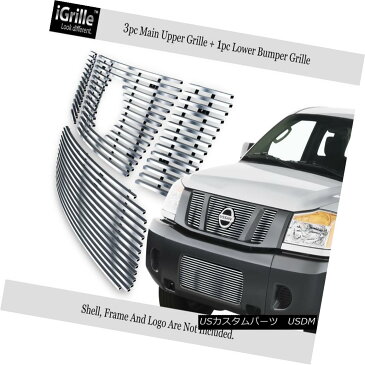 グリル Fits 08-15 2015 Nissan Titan 304 Stainless Steel Billet Grille Combo フィット08-15 2015日産タイタン304ステンレス鋼ビレットグリルコンボ