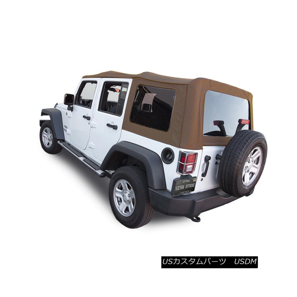 幌・ソフトトップ Jeep Wrangler 4 DR JK Soft Top, 2010-17, Tinted Windows, Saddle Sailcloth ジープ・ラングラー4 DR JKソフトトップ、2010-17、ティンテッド・ウインドウズ、サドル・セイルクロス