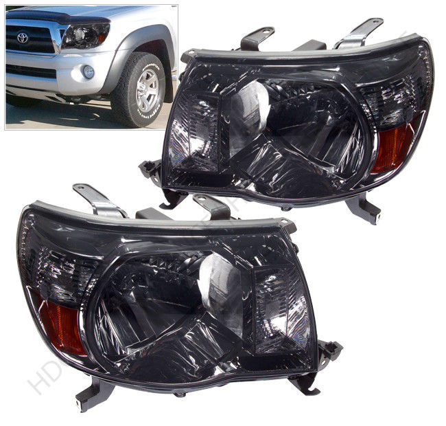 コーナーライト REPLACEMENT 05-2011 TACOMA SMOKED TINTED LENS HEADLIGHTS LEFT+RIGHT LAMPS PAIR 置..