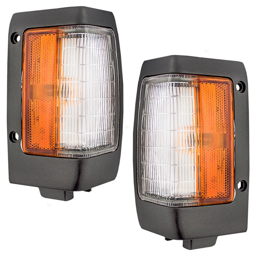 コーナーライト New Pair Signal Corner Marker Light Black Bezel for 90-97 Nissan Pickup Truck 90-97日産ピックアップトラック用新ペア信号コーナーマーカーライトブラックベゼル