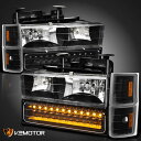 コーナーライト 94-98 Chevy C/K Tahoe Suburban Black Headlights+LED Bumper Lamps+Corner Lights 94-98シボレーC / Kタホ郊外のブラックヘッドライト+ LEDバンパーランプ+コーナーライト(2)