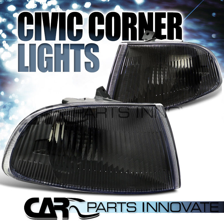 コーナーライト Fit Honda 92-95 Civic EG 2/3Dr Coupe Hatch Corner Lights Signal Lamps Black Pair フィットホンダ92-95シビックEG 2 / 3Drクーペハッチコーナーライト信号ランプブラックペア