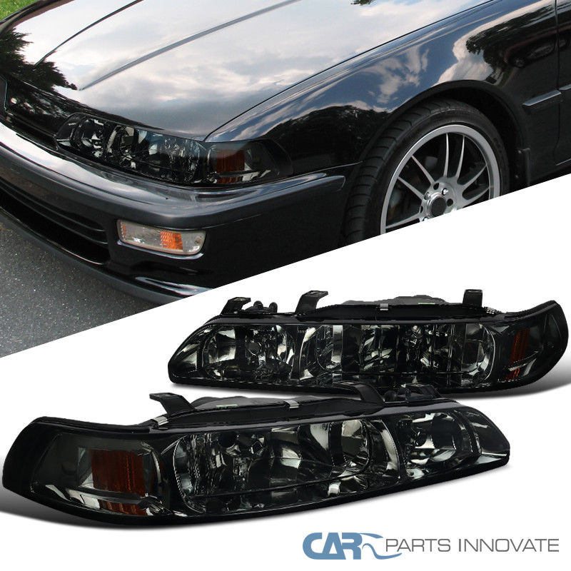 コーナーライト Acura 90-93 Integra 1PC Smoke Lens Headlights Head Lights+Corner Signal Lamps Acura 90-93 Integra 1PCスモークレンズヘッドライトヘッドライト+コーナー信号ランプ