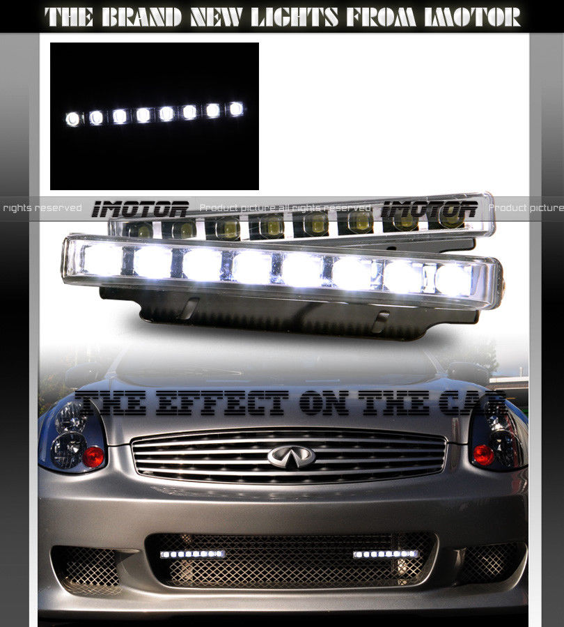 ե饤 HI INTENSITY 7000K EURO 8-LED DRL DAYTIME RUNNING BUMPER FOG LIGHTS ϥƥ󥷥ƥ7000K桼8-DRL˥󥰥Хѡե饤