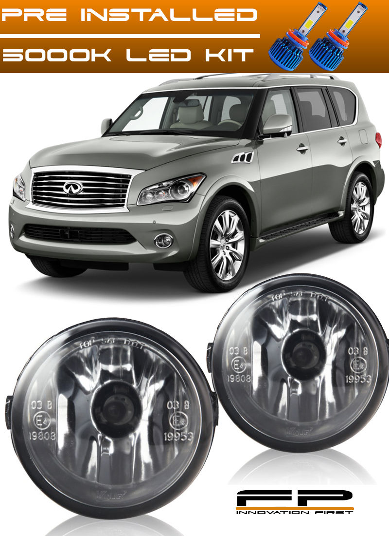 フォグライト FOR 2011-2013 INFINITI QX56 CLEAR REPLACEMENT FOG LIGHT HOUSING ASSEMBLY + LED 2011年?2013年のインフィニットQX56クリアな置換えフォグライトハウジングアッセンブリ+ LED