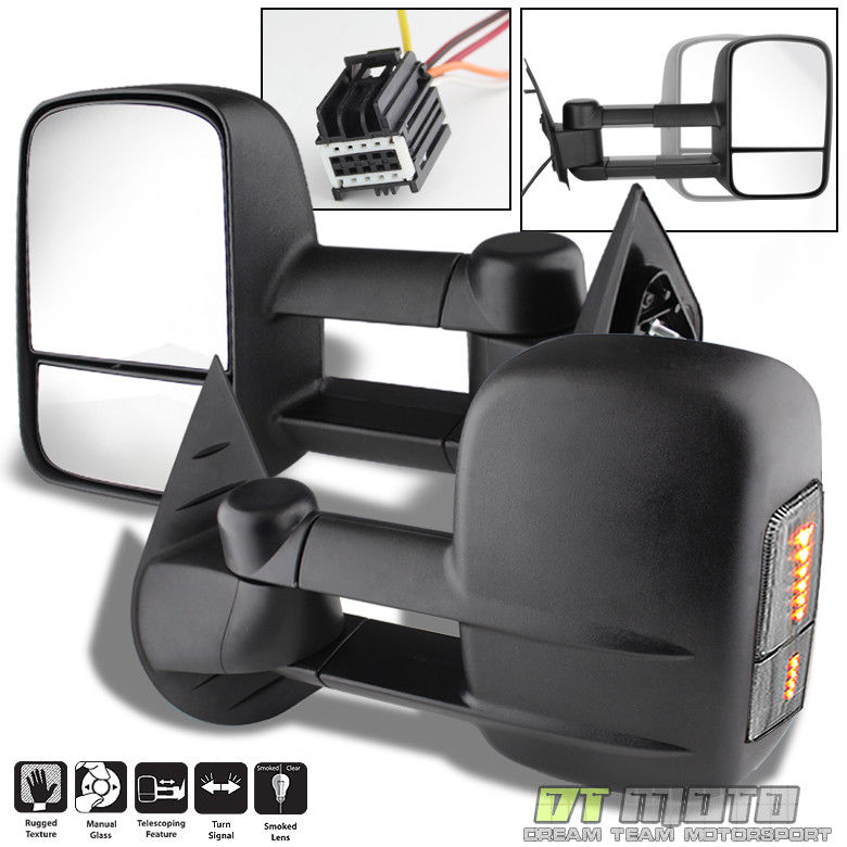 ミラー LEFT+RIGHT 07-14 Silverado Sierra MANUAL Telescoping Tow Mirror LED Signal Smoke LEFT + RIGHT 07-14シルバラードシエラマニュアルテレスコープトウミラーLEDシグナル煙