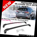 キャリア ハイランダーリミテッドXLE 14-18ルーフトップラッククロスバーラゲッジキャリア2PCSブラック Highlander Limited XLE 14-18 Roof Top Rack Cross Bar Luggage Carrier 2PCS Black