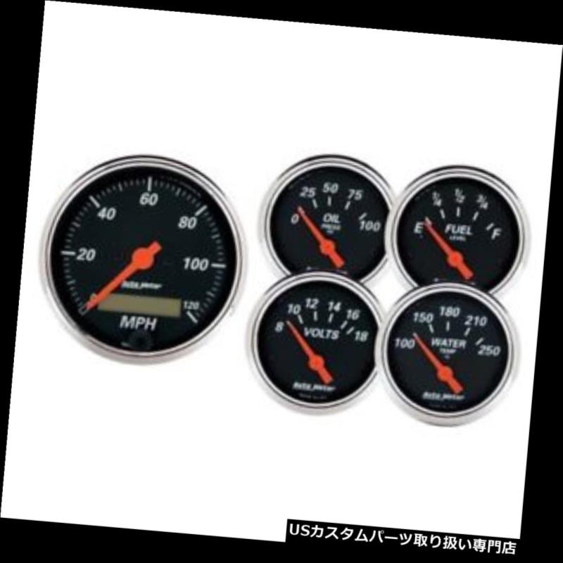 USタコメーター オートメーター1421デザイナーブラック5ピース電気ゲージキット Auto Meter 1421 Designer Black 5 Piece Electric Gauge Kit