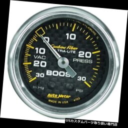 USタコメーター オートメーター4703カーボンファイバーメカニカルブースト/真空計、2-1 / 16インチ。 Auto Meter 4703 Carbon Fiber Mechanical Boost/Vacuum Gauge, 2-1/16 In.