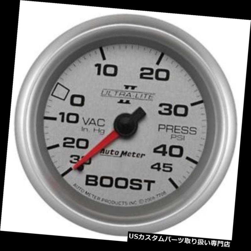 USタコメーター オートメーター7708ウルトラライトIIメカニカルブースト/バキュームゲージ Auto Meter 7708 Ultra-Lite II Mechanical Boost/Vacuum Gauge