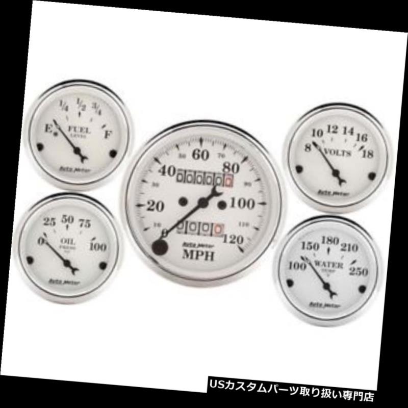 US᡼ ȥ᡼1601ɥۥ磻5åȡᥫ˥륹ԡɥ᡼ Auto Meter 1601 Old-Tyme White 5 Gauge Set, Mechanical Speedometer