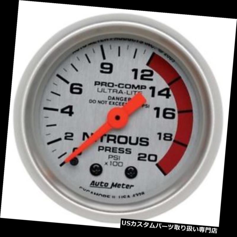 USタコメーター オートメーター4328ウルトラライトメックニトラス圧力計、2000PSI、2-1 / 16 Auto Meter 4328 Ultra-Lite Mech Nitrous Pressure Gauge, 2000PSI,2-1/16