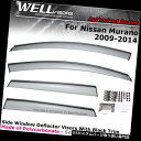 ベントバイザー ドアバイザー レインガード 日産ムラーノ09-14サイドクリップのWELLvisorsウィンドウバイザーに WELLvisors For Nissan Murano 09-14 Side Clip on Window Visors Deflectors