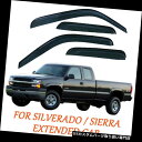 ベントバイザー ドアバイザー レインガード GMC Sierra Extended Cab 99-06 07モデルクラシック用レインガードサイドウィンドウバイザ...