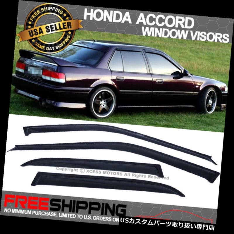 ベントバイザー ドアバイザー レインガード 90-93ホンダアコードセダンウィンドウバイザー用4個セット For 90-93 Honda Accord Sedan Window Visors 4Pc Set