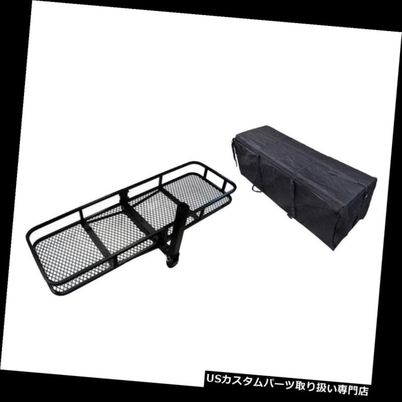 カーゴ ルーフ キャリア 防水バッグブラック付きヒッチマウント折りたたみ式貨物運搬船US Hitch Mounted Folding Cargo Carrier with Waterproof Bag Black US