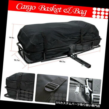 カーゴ ルーフ キャリア フィットポルシェリアヒッチバスケットトラベルラゲッジキャリアカーゴエクステンションラック+バッグ Fit Porsche Rear Hitch Basket Travel Luggage Carrier Cargo Extension Rack +Bag