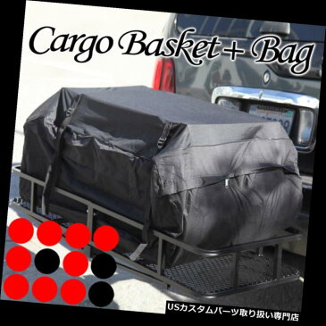 カーゴ ルーフ キャリア 車の後部ヒッチ折りたたみバスケット旅行荷物キャリアカーゴエクステンションラック+バッグ Car Rear Hitch Folding Basket Travel Luggage Carrier Cargo Extension Rack + Bag