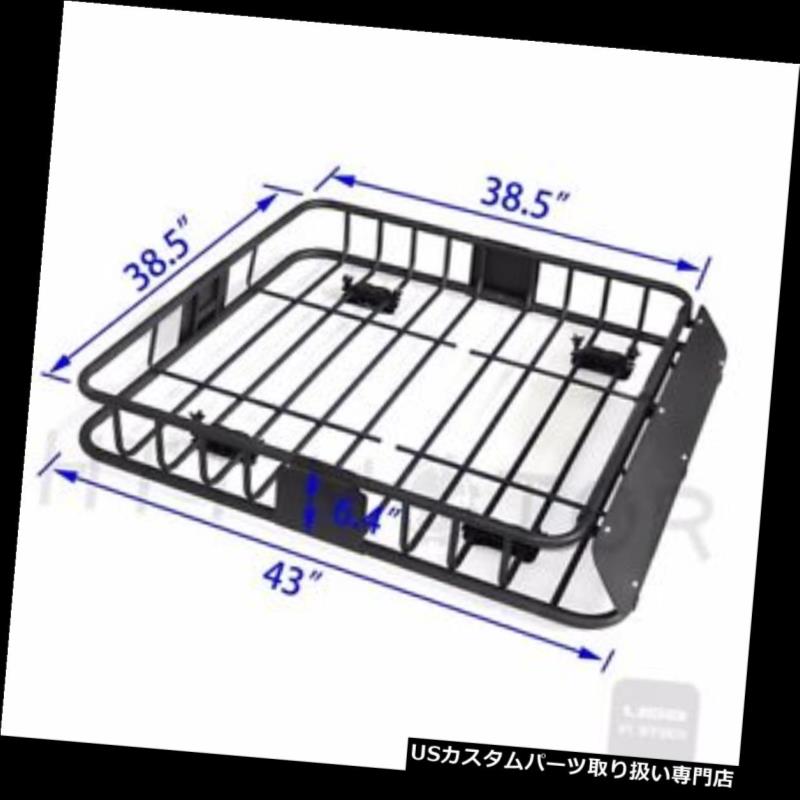 カーゴ ルーフ キャリア 220ポンドユニバーサルブラックスチール貨物キャリアルーフラックバスケットクロスバーSUV -HTT 220 Lbs Universal Black Steel Cargo Carrier Roof Rack Basket Cross Bar SUV -HTT