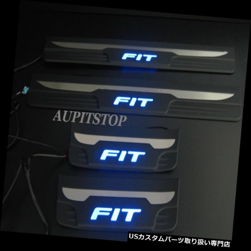 LEDステップライト ホンダフィット2014 - OEM LEDライトドアシルプレートステンレススチール - アウタ..