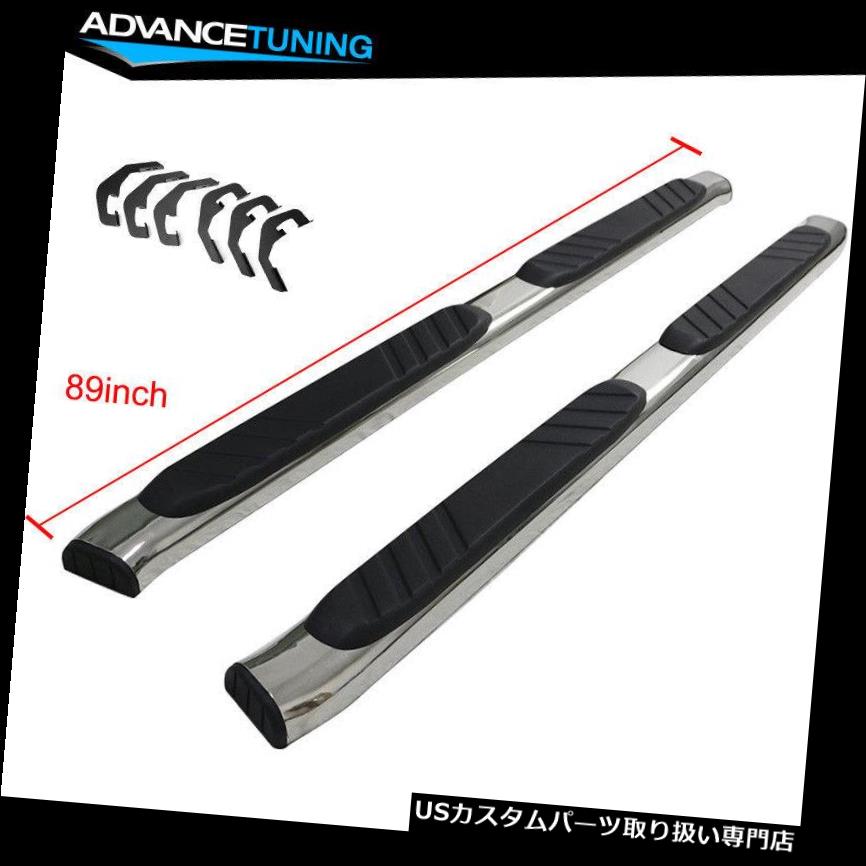 サイドステップ 07-19シボレーシルバラードクルーキャブ89インチナフバーランニングボードクロームにフィット Fits 07-19 Chevy Silverado Crew Cab 89inch Nerf Bars Running Boards Chrome