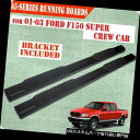 サイドステップ 01-03フォードF150スーパークルーキャブ5インチランニングボードナーフバーサイドステップBLK A For 01-03 FORD F150...