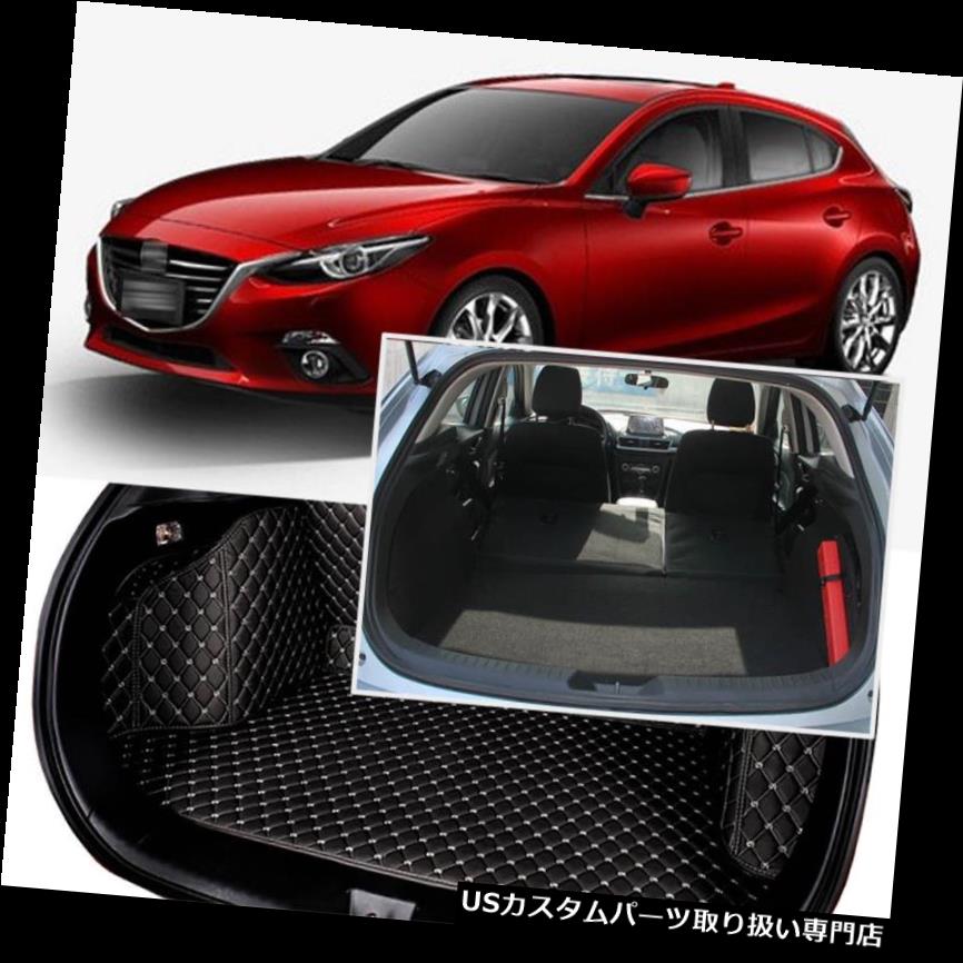 リアーカーゴカバー Mazda 3 Axela 2014-16用ブラックリアトランクカバーカーゴマットシート＆フロアプロテクター Black Rear Trunk Cover Cargo Mats Seat&Floor Protector For Mazda 3 Axela 2014-16