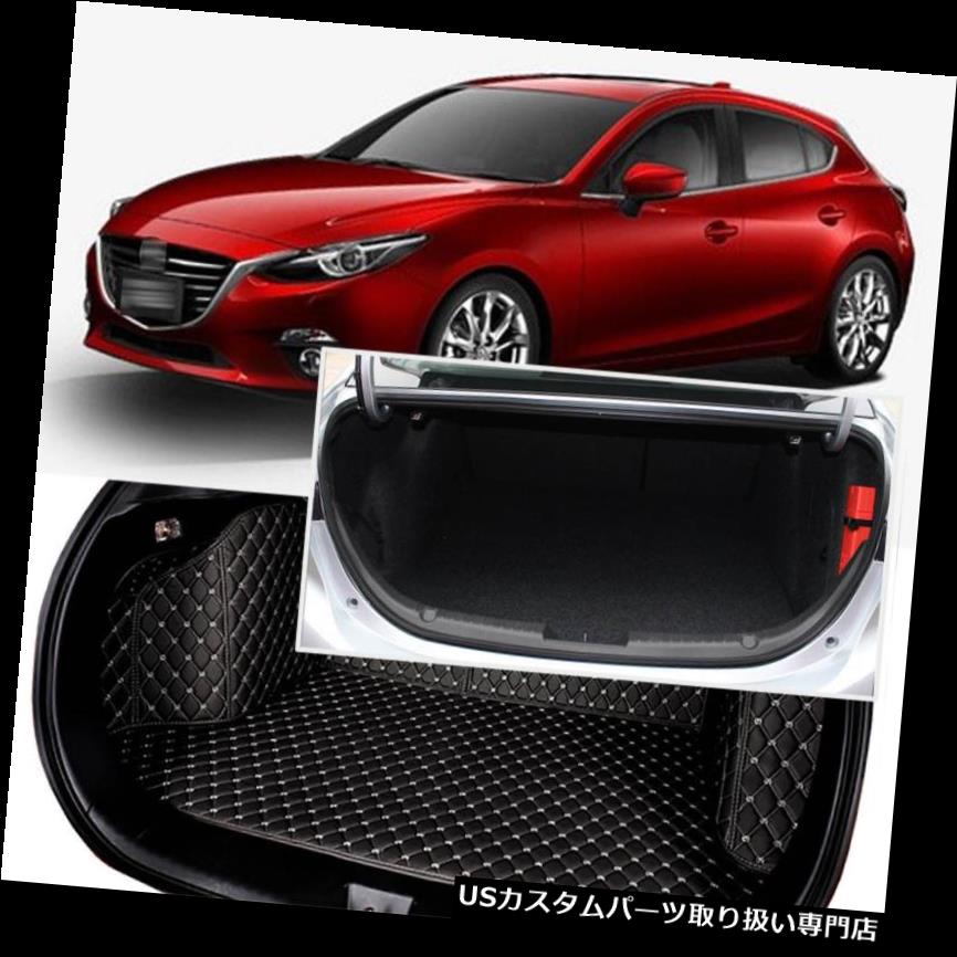 リアーカーゴカバー Mazda 3 Axela 2014-17用ブラックリアトランクカバーカーゴマットシート＆フロアプロテクター Black Rear Trunk Cover Cargo Mats Seat&Floor Protector For Mazda 3 Axela 2014-17