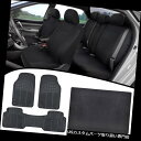 リアーカーゴカバー フルセットユニバーサルカーシートカバー+ラバーフロアマット+リアカーゴライナー - ブラック Full Set Universal Car Seat Covers + Rubber Floor Mats + Rear Cargo Liner - Blac