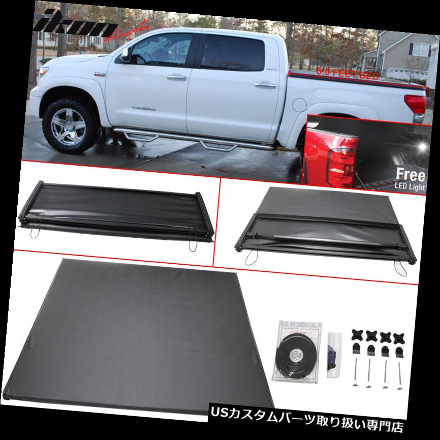 トノーカバー トノカバー 14-17トヨタツンドラ5.5フィートベッド三つ折りソフトトノーカバーブラックにフィット Fits 14-17 Toyota Tundra 5.5 Feet Bed Tri-Fold Soft Tonneau Cover Black