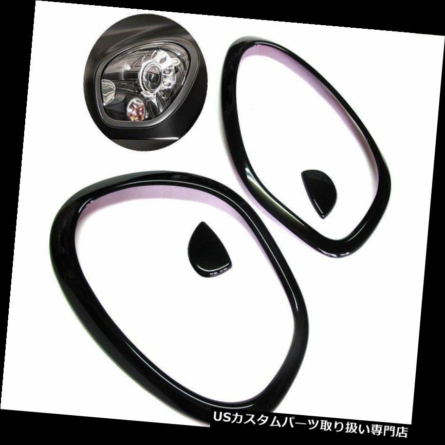ヘッドライトカバー 光沢のあるブラックヘッドライトトリムオーバーレイカバー10?16 MINI COUNTRYMAN R60 Glossy Black Head Light Trim Overylay Cover for 10~16 MINI COUNTRYMAN R60