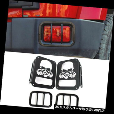ヘッドライトカバー 4 *ブラックグリルスカルヘッドテールライト＆ジープラングラー11-17用リアフォグランプカバー 4*Black Grill Skull Head Tail Light&Rear Fog Lamp Cover for Jeep Wrangler 11-17