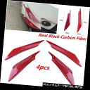 USカナード 4本車レッドカーボンファイバーカラーフロントバンパースプリッターフィンボディスポイラーカナード 4pcs Car Red Carbon Fiber...
