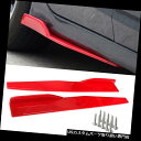 USカナード ユニバーサルレッドカーサイドスカートロッカースプリッタカナードディフューザーウイングレットウィング Universal Red Car Side ...