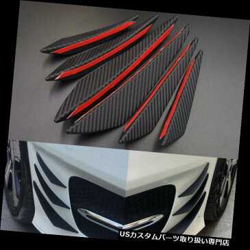 USカナード 6個/セットユニバーサルカーボンファイバーカーオートフロントバンパーフィンスポイラー缶詰 6Pcs/set Universal Carbon Fiber Car Auto Front Bumper Fins Spoiler Canards Refit