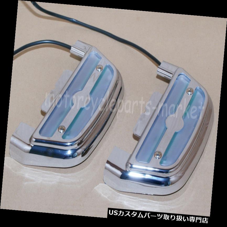 トライク カバー ハーレーソフテイルツーリングトライクのためのクロムLEDライト乗客の床板カバーABS Chrome LED Light Passenger floorboard Cover ABS For Harley Softail Touring Trike