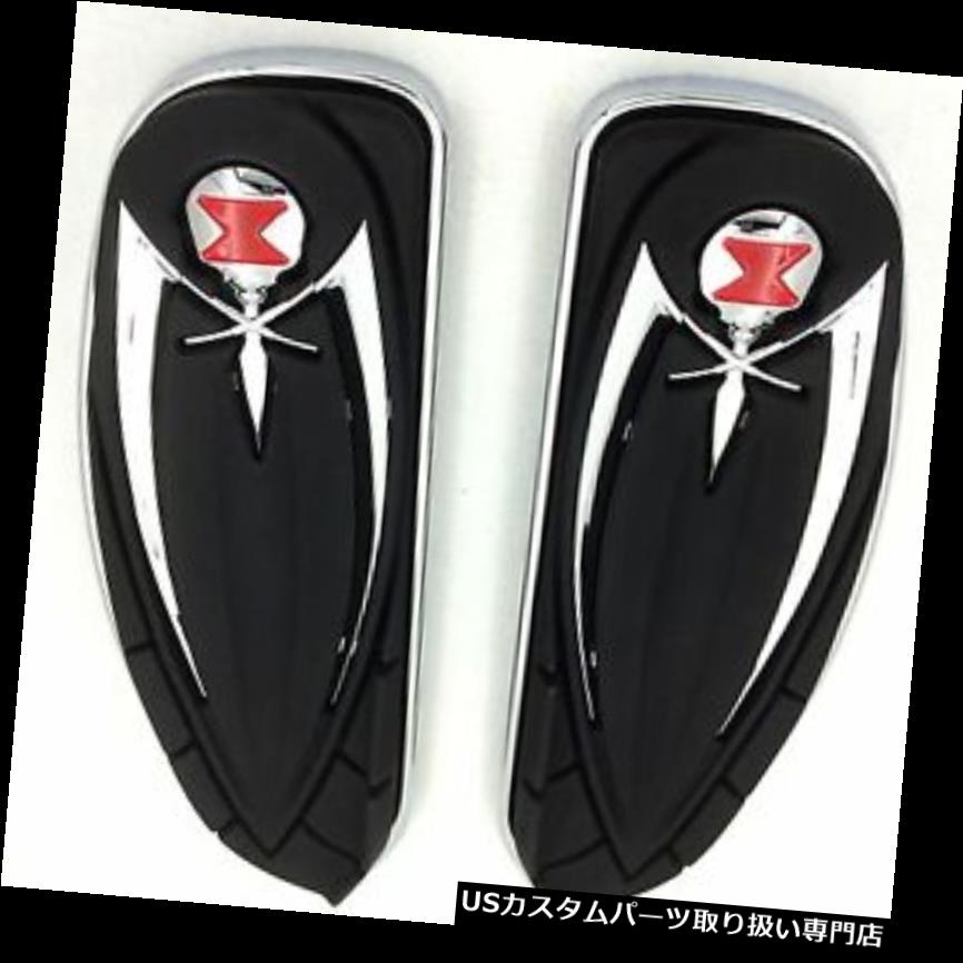 トライク カバー ハーレーロードキングツアーグライドトライクDyn用クロムスパイダーフロントフロアボードカバー Chrome Spider Front Floorboard Cover For Harley Road King Tour Glides Trikes Dyn