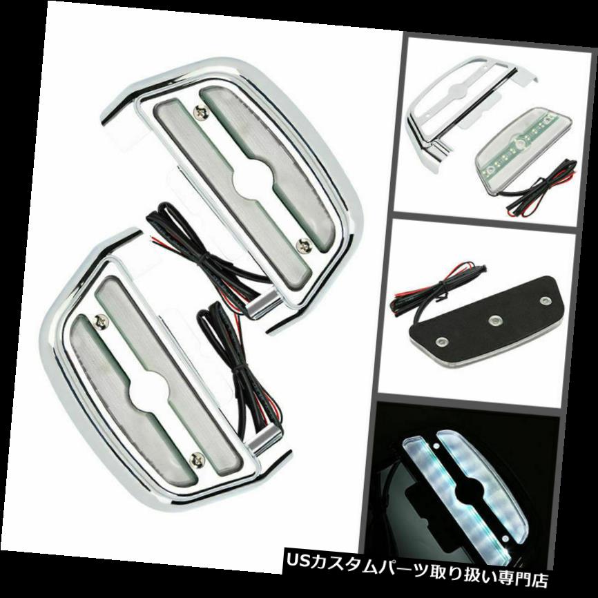 トライク カバー ハーレー84-Lソテールツーリングトライク用2xLEDライトフットボードフロアボードカバー 2xLED Light Footboard Floorboard Cover for Harley 84-Later Softail Touring Trike