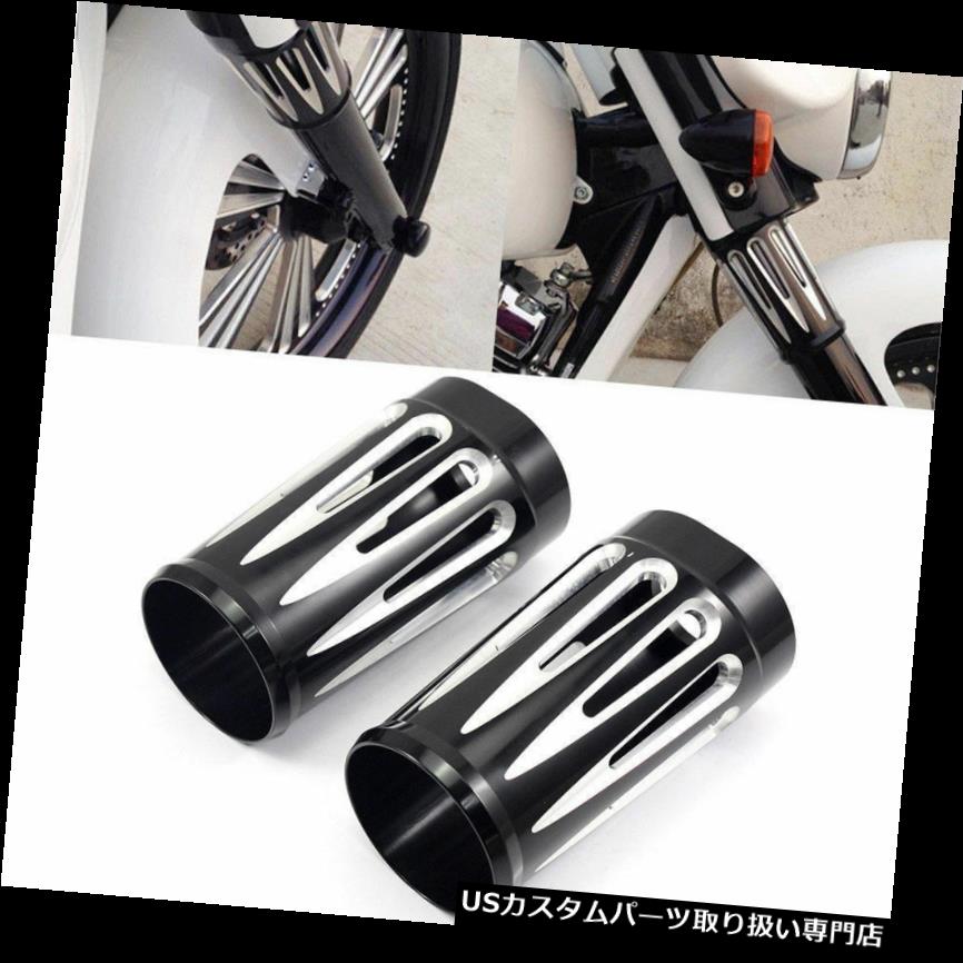 トライク カバー ツーリング用ハーレー用2xエッジカットフロントフォークブーツスライダーカバー牛 トライク用 2x Edge Cut Front Fork..