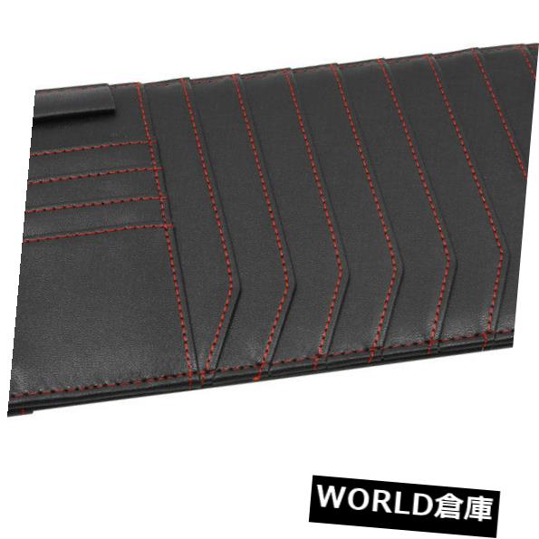 USサンバイザー ブラックフェイクレザーサンバイザーCDホルダーポケットレシート収納ケースポーチ用車 Black Faux Leather Sun Visor CD Holder Pocket Receipt Storage Case Pouch for Car