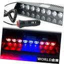 LEDライトバー レッドブルー9LEDストロボライトバーレッドカートラックダッシュ点滅警告ランプ12V Red Blue 9LED Strobe Light B...