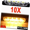 LEDライトバー 10Xアンバーイエロー6 LED車トラック緊急ビーコン警告フラッシュストロボライトバー 10X Amber Yellow 6 LED Car ...