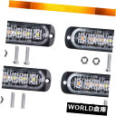 LEDライトバー 4Xアンバー6LED車のトラック緊急ビーコン警告危険フラッシュストロボライトバー 4X Amber 6LED Car Truck Emerge...